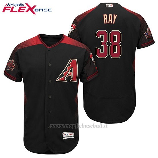 Maglia Baseball Uomo Arizona Diamondbacks 38 Robbie Ray Nero Rosso Alterner 20 Anniversario Flex Base